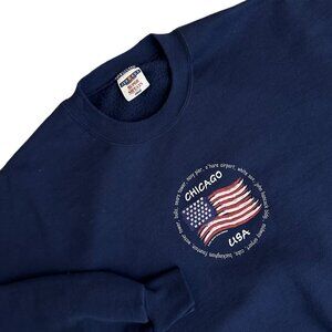 Vintage 2001 Chicago Novelty Crewneck Sweatshirt Womens Size 2X Navy Slouchy Mom